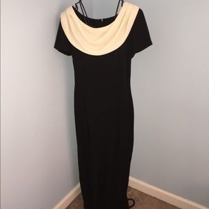 Elegant barely worn black and white evening gown.